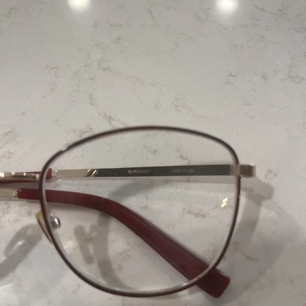 Oxford Lane Queensbury Eyeglass Frame Only Aviator Gold Color Burgundy 54 17 135